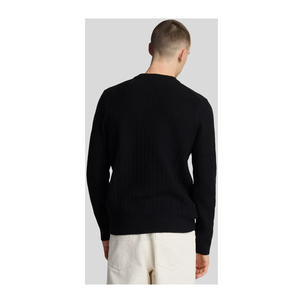 Lyle & Scott Mid Knits Ribbed Crew Neck Jumper Black Heren