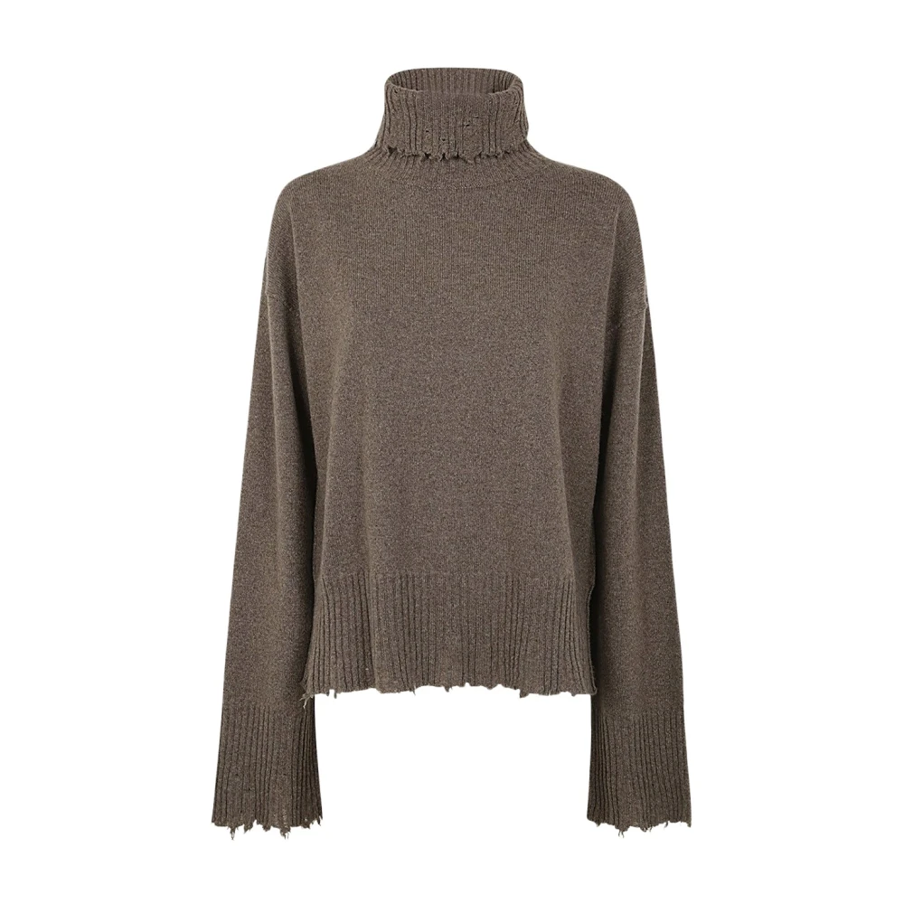 UMA Wang Kasjmier High Neck Gebreide Top Brown Dames