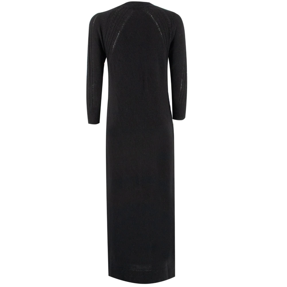 Ermanno Scervino Bloemenkant Lange Mouw Jurk Black Dames