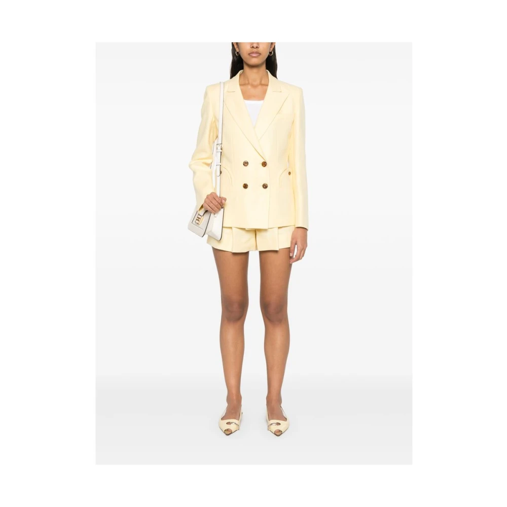 Blazé Milano Boter Geel Double-Breasted Jas Beige Dames