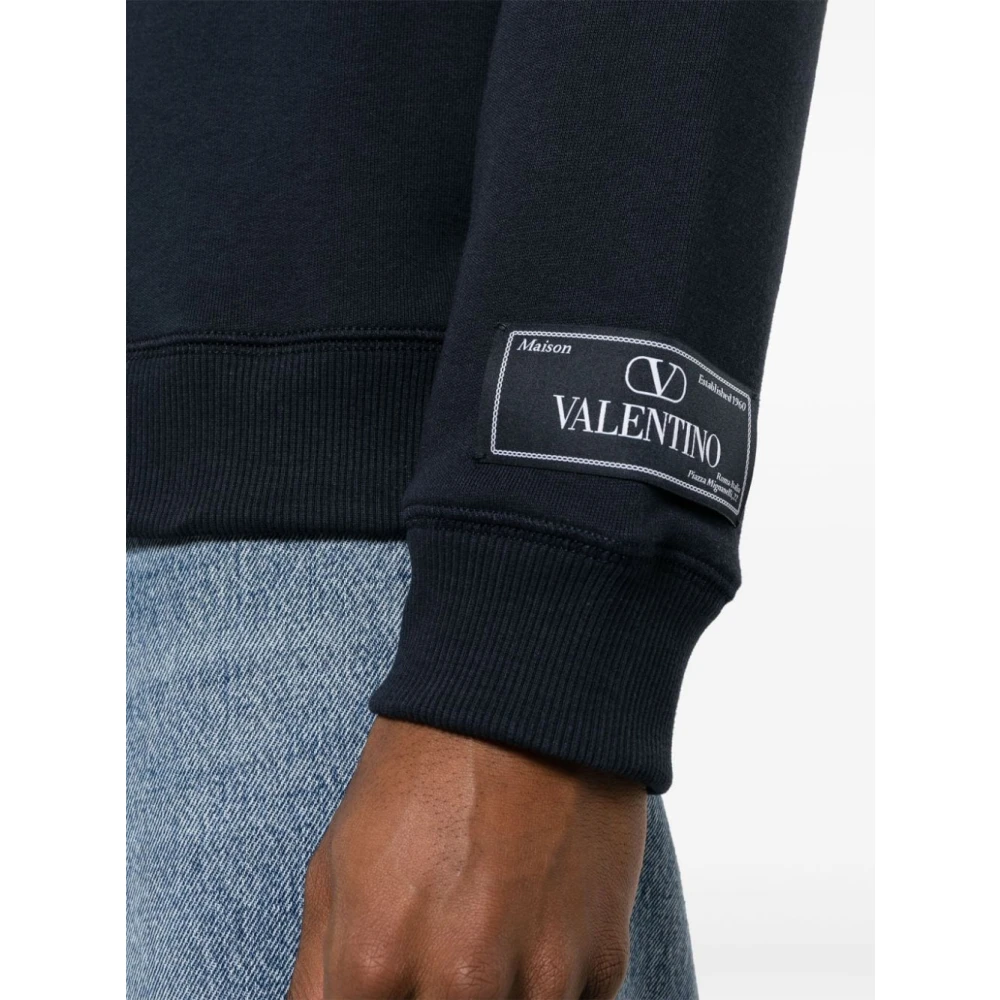 Valentino Navy Blue Sweatshirt met Logo Patch Blue Heren