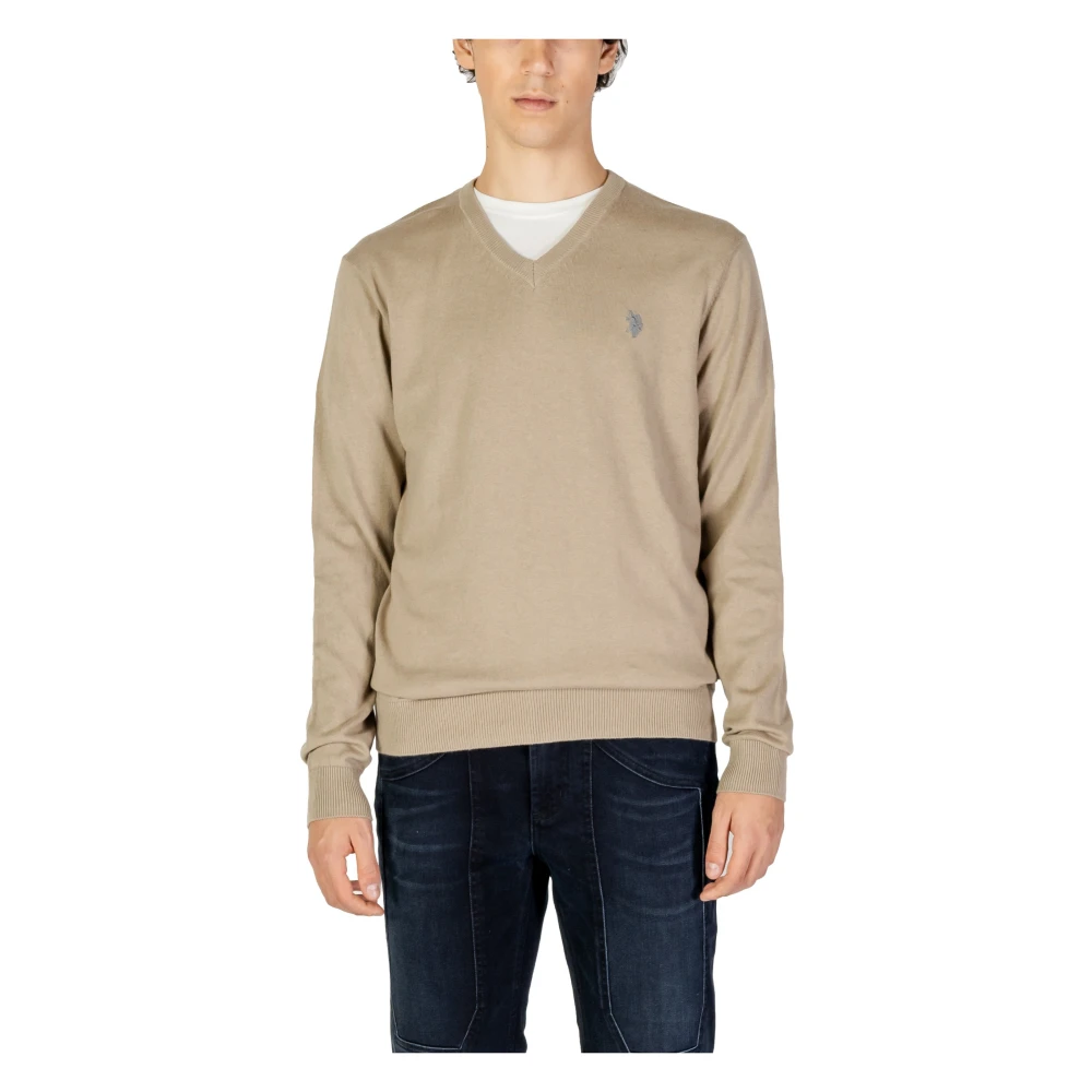 U.s. Polo Assn. Beige V-hals Gebreide kleding Herfst Winter Mannen Beige Heren