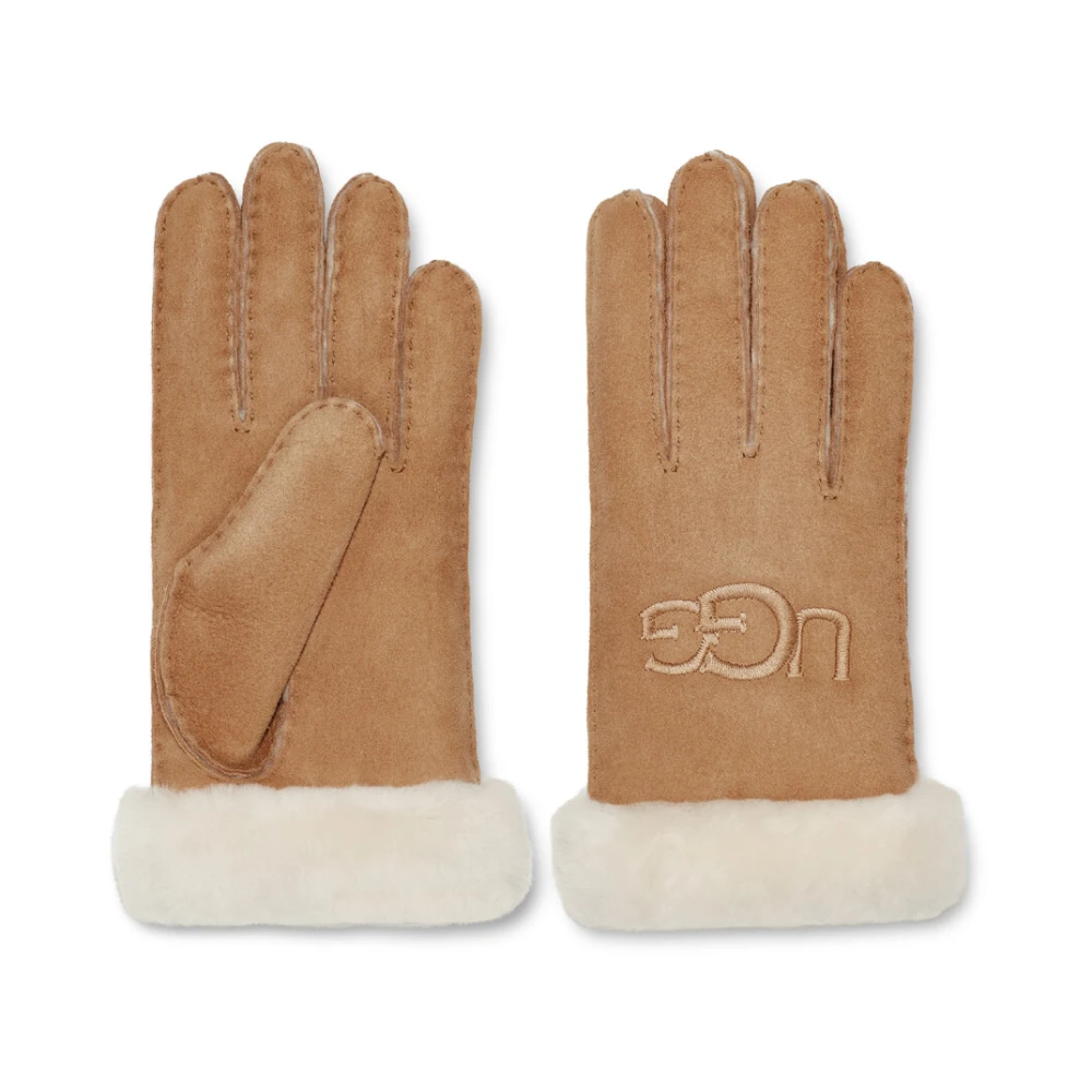 Ugg Sheepskin geborduurde handschoenen Brown Dames