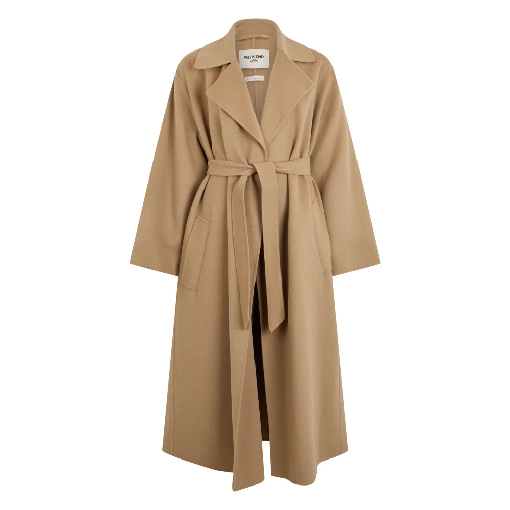 Weekend Max Mara , Belted Coats, Female, Brown, Xs, Long Coat In Virgin Wool