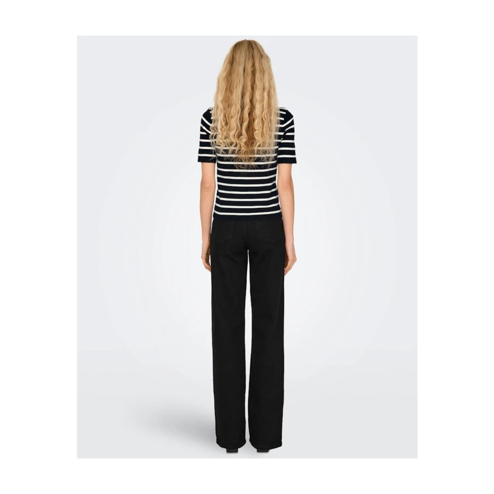 Only Korte Mouw Pullover Gebreide Trui Black Dames