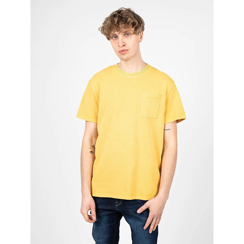 Pepe Jeans Casual Ronde Hals Tee met Zak Yellow Heren