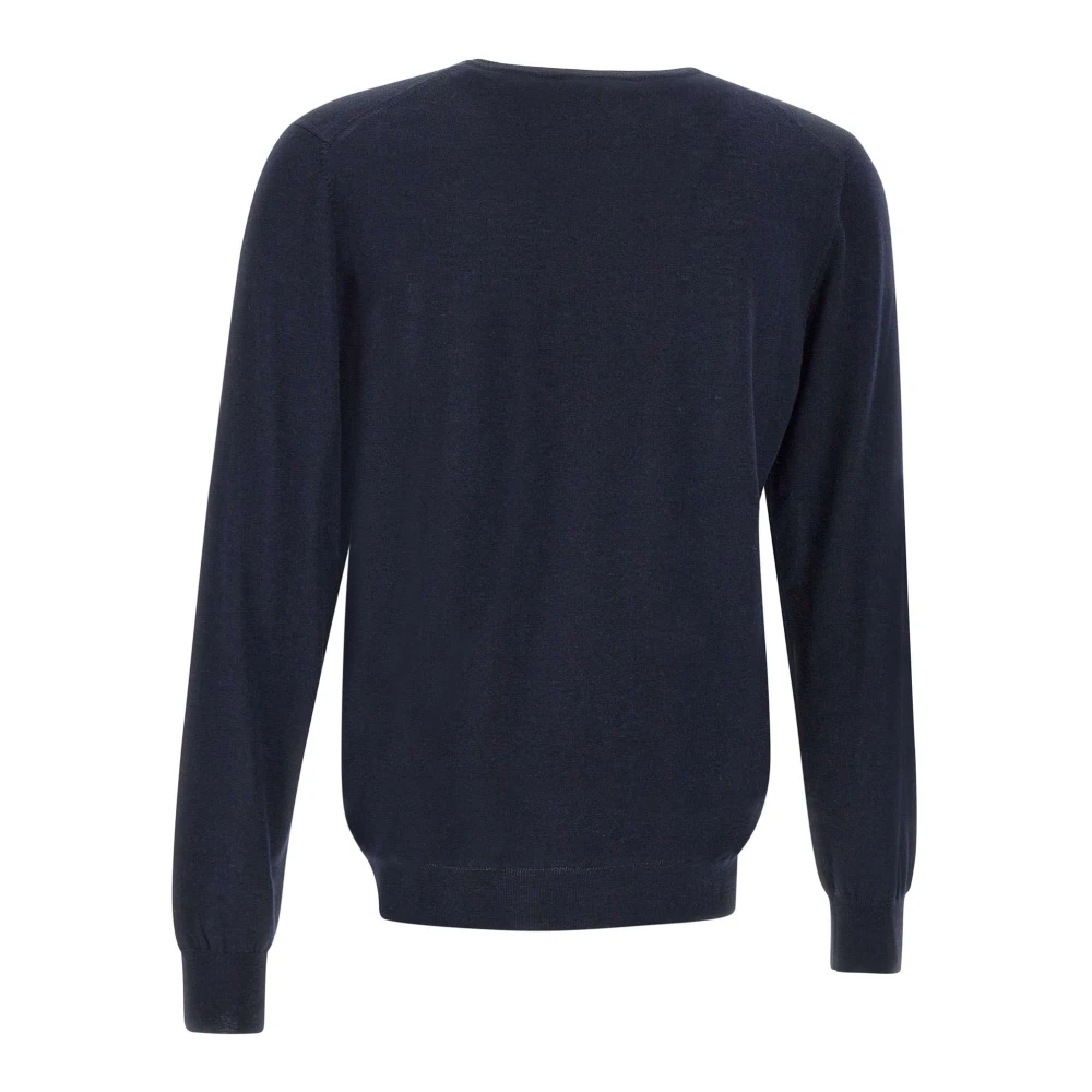 Lardini Navy Blue Wol Crew Neck Sweater Blue Heren