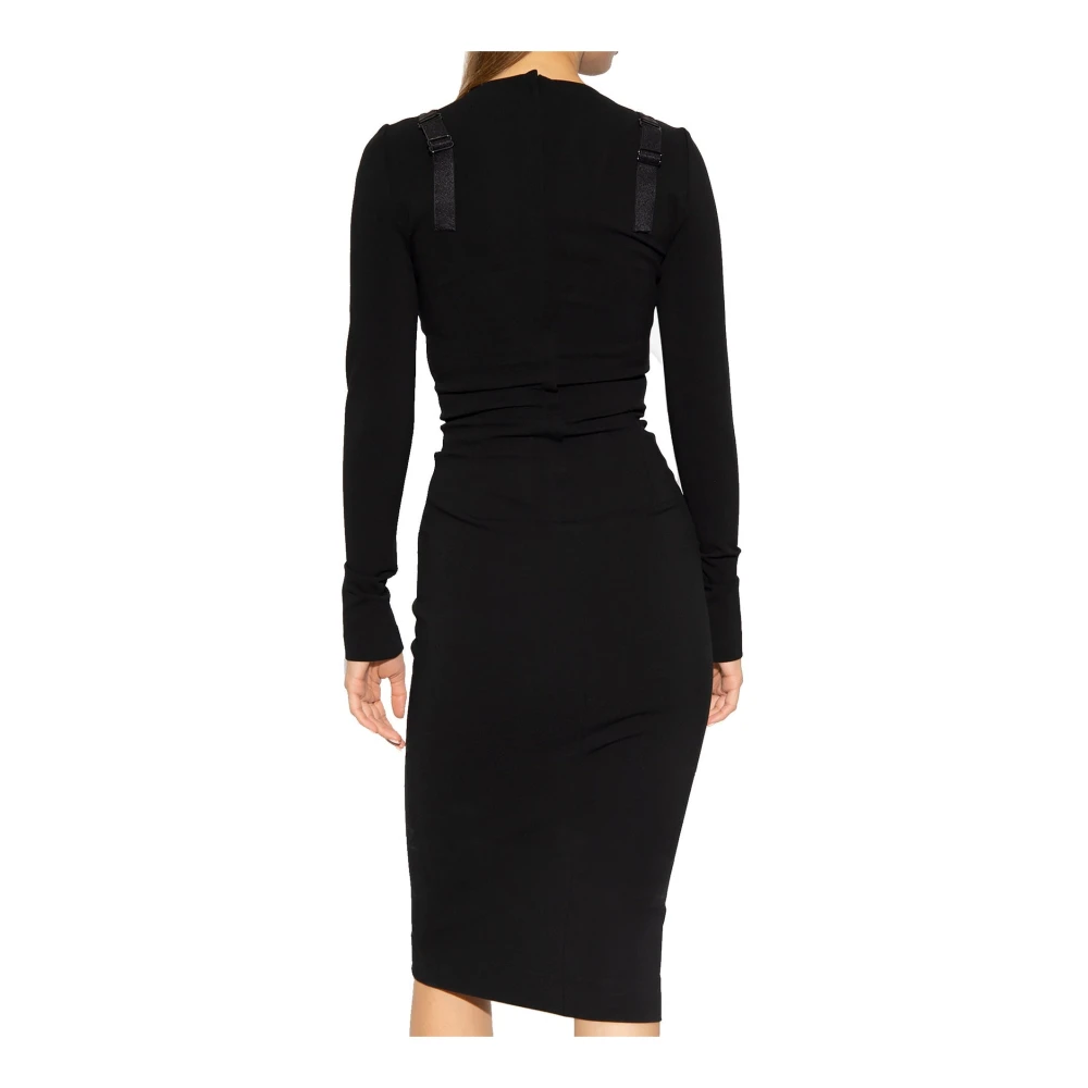 Dolce & Gabbana Sheath Jurk met Zijden Inzetstukken Black Dames