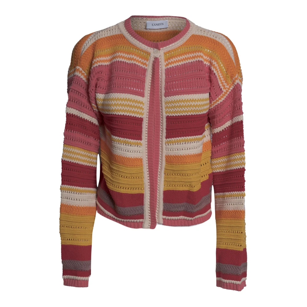 Laneus Women's Multicolor Cardigans, Xs, Knit Cardigan With Offset Stitches