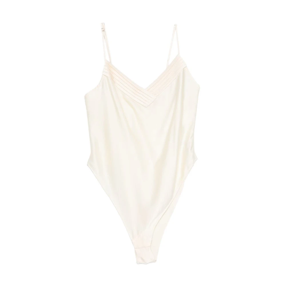 Forte Forte Women's White Full-Body, M, Silk Satin Bodysuit
