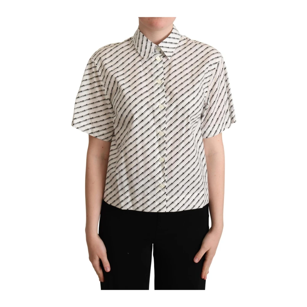 Dolce & Gabbana Women's Beige Dotted Collared Polo Shirt