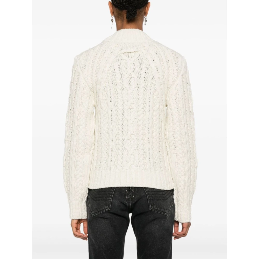 Jean Paul Gaultier Chunky Gebreide Hoge Hals Trui Beige Dames