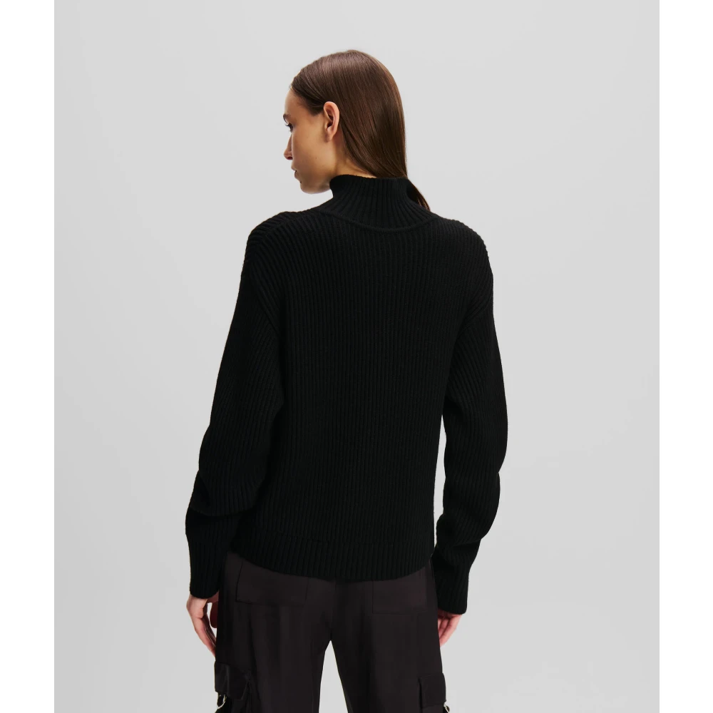 Karl Lagerfeld Zwarte gebreide trui met logoaccent Black Dames