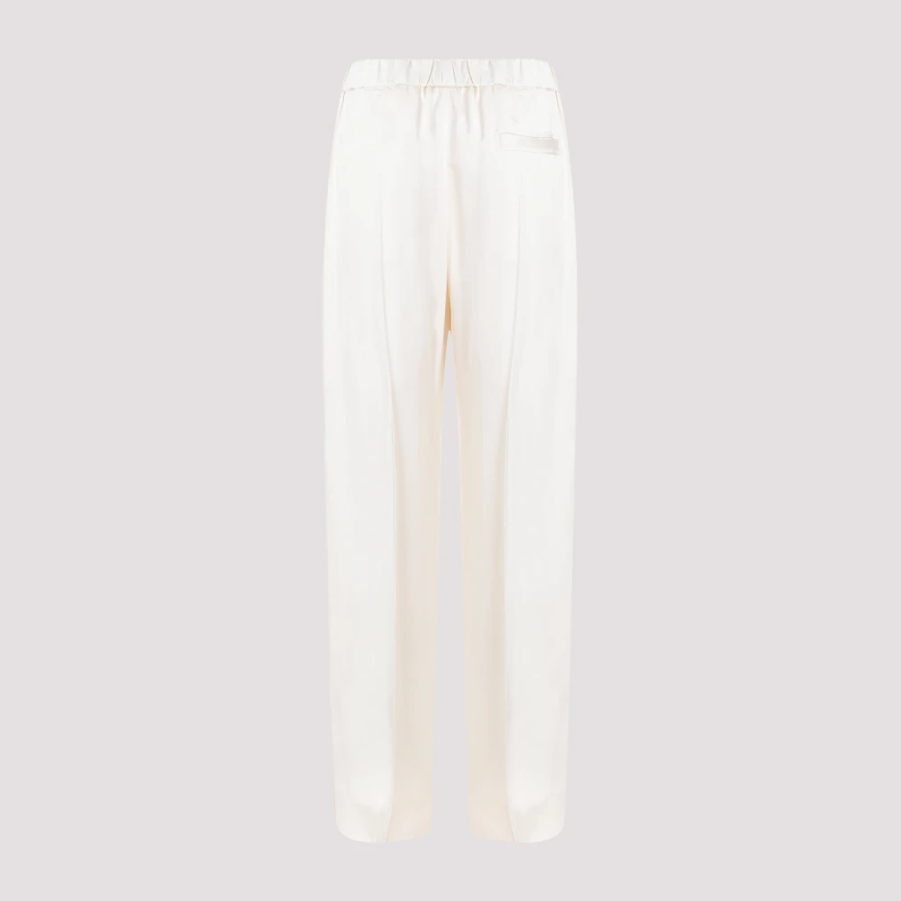 Jil Sander Nude Viscose Straight Leg Broek Beige Dames