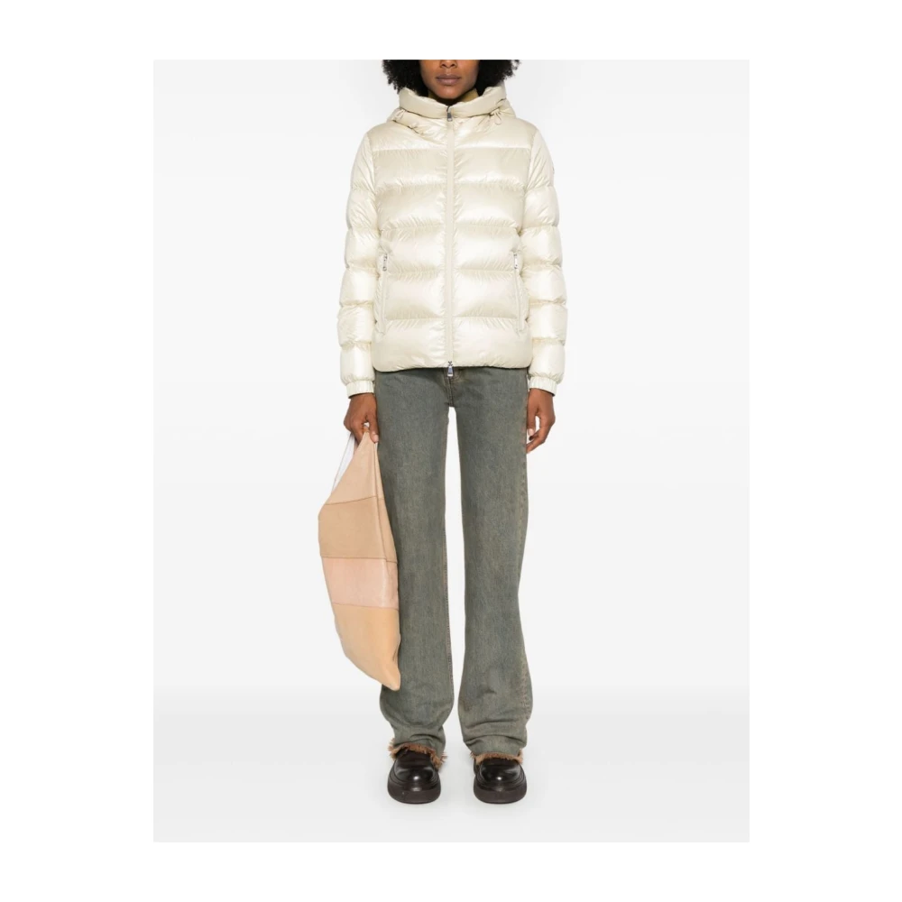 Moncler Korte Donsjas Wit Panna Beige Dames