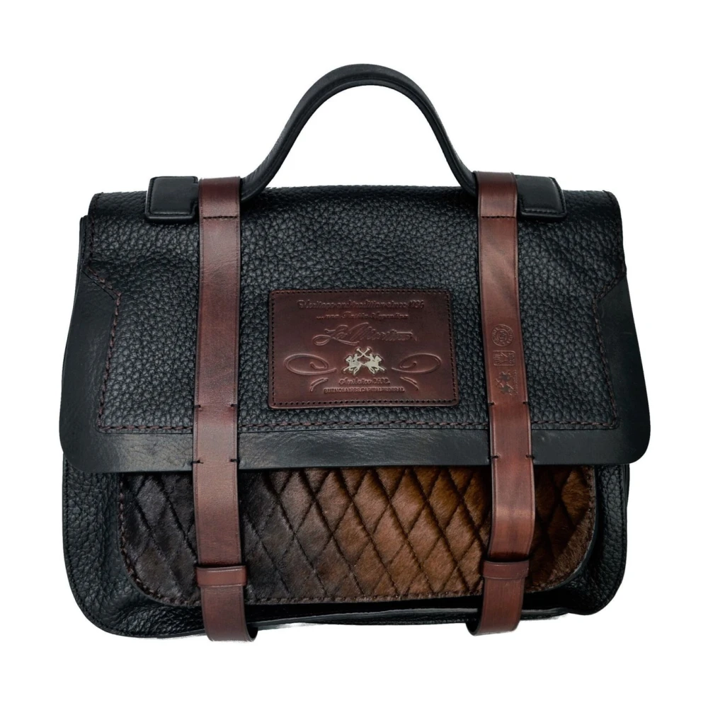 La Martina Women's Black Leather Messenger Bag