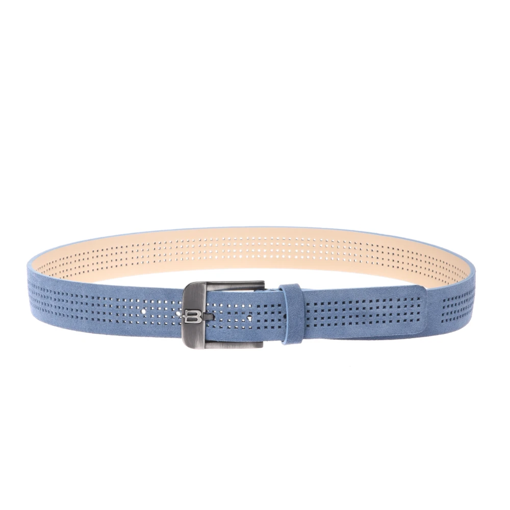 Baldinini Men's Blue Perforated Suede Belt - Belts - 110 Cm - Accessories