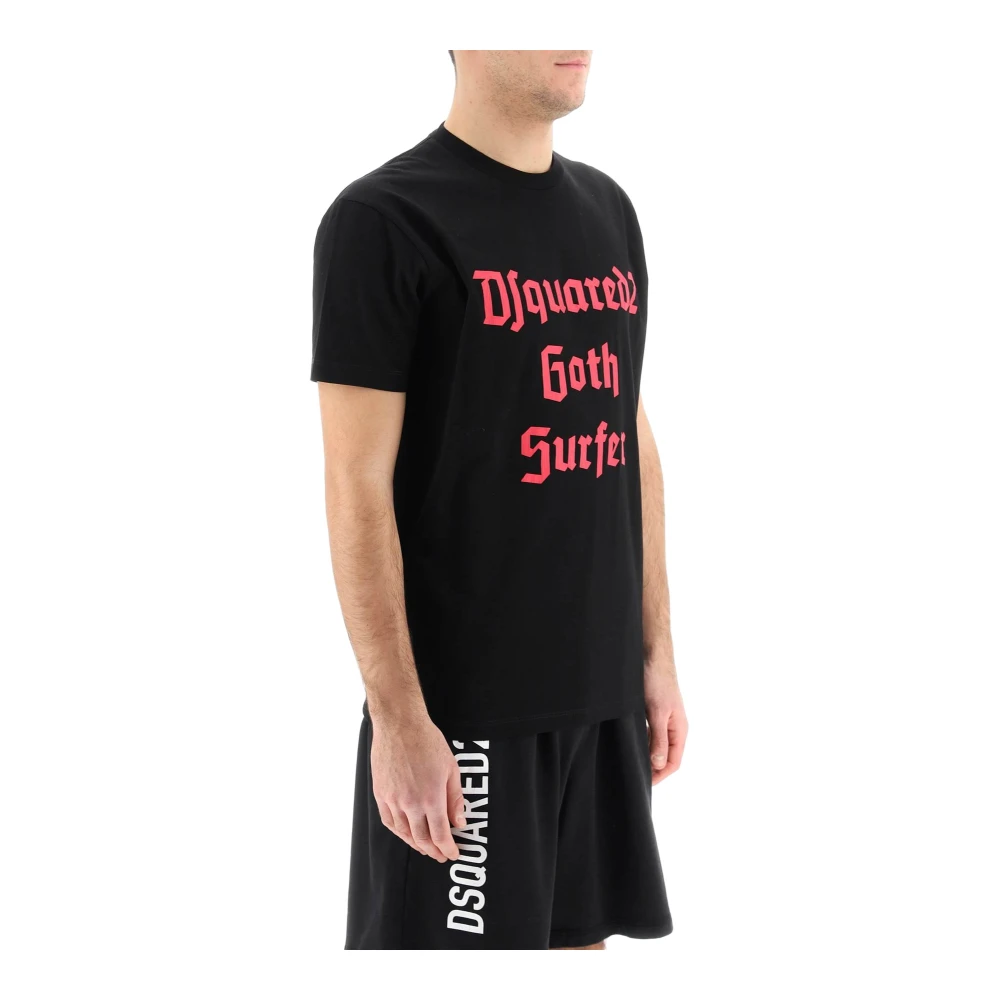 Dsquared2 Black Goth Surfer T-Shirt With Letter Print - Male - T-Shirts - M - Tops