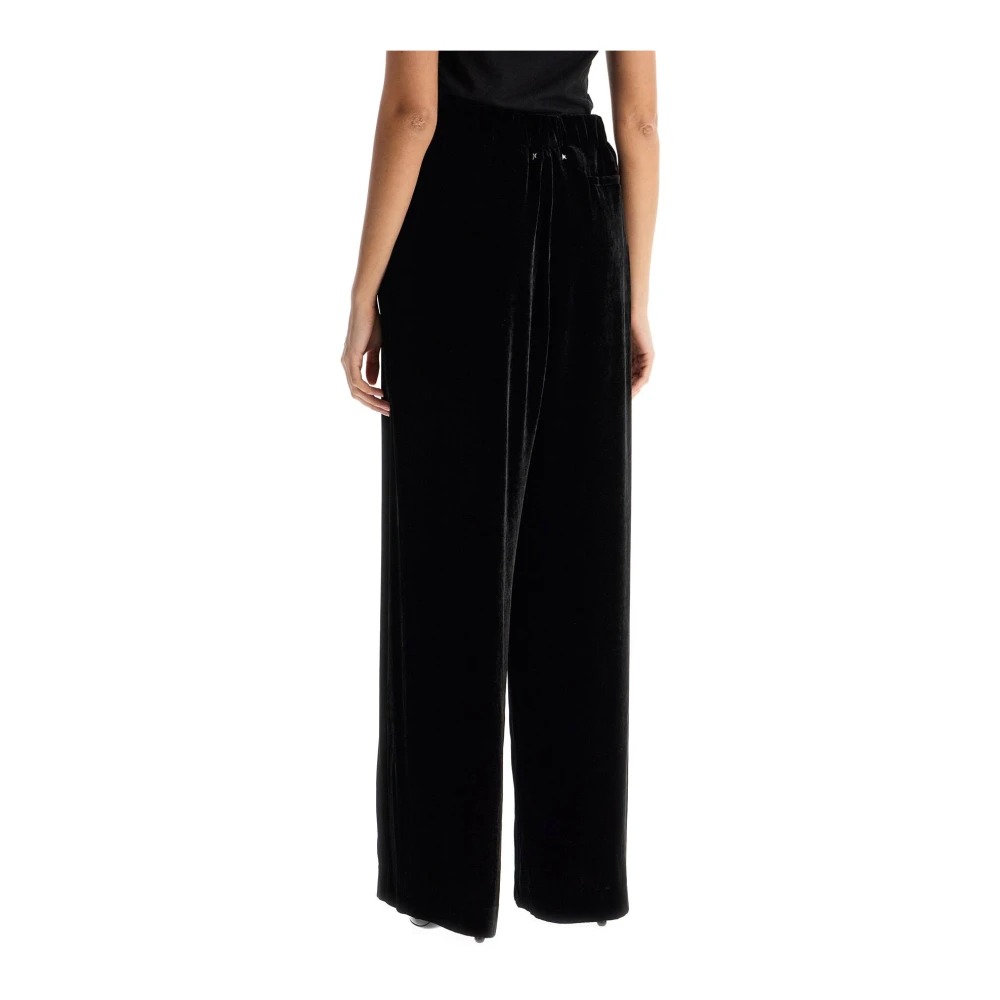 Golden Goose Zwarte Fluwelen Wijde Broek Black Dames