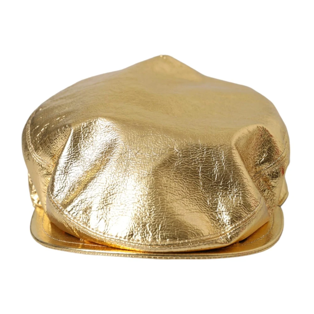 Dolce & Gabbana Metallic Goud Logo Newsboy Cap Yellow Heren