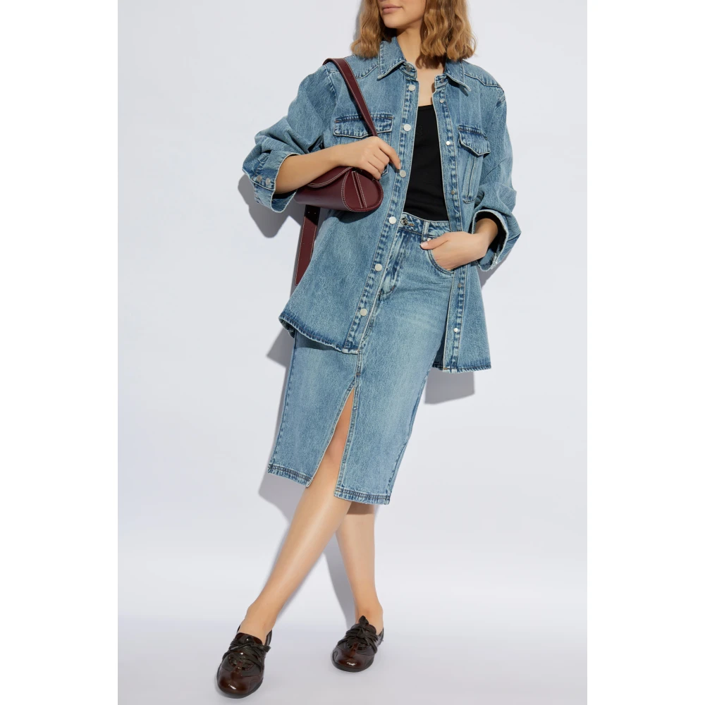Gestuz Rok met split Blue Dames