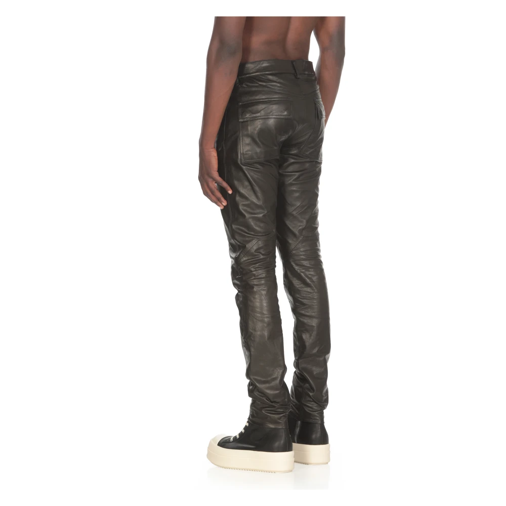 Rick Owens Zwarte leren broek met zakken Black Heren