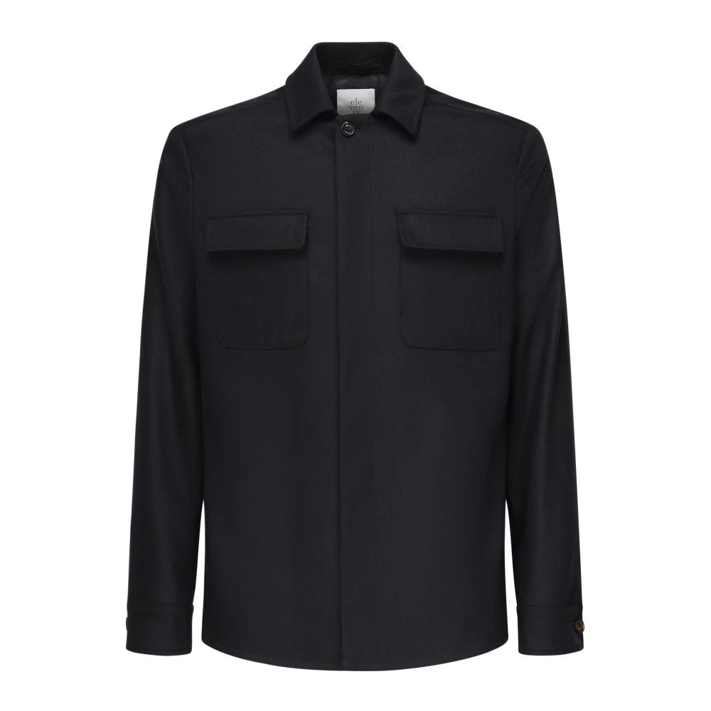 Eleventy Men's Blue Jackets With Hidden Button Closure