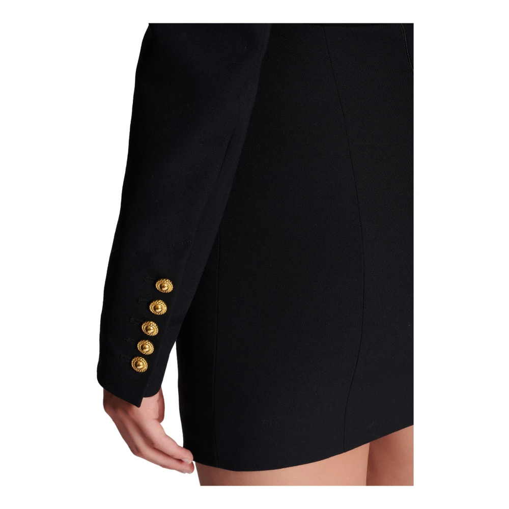 Balmain Gestructureerde Korte Jurk Black Dames