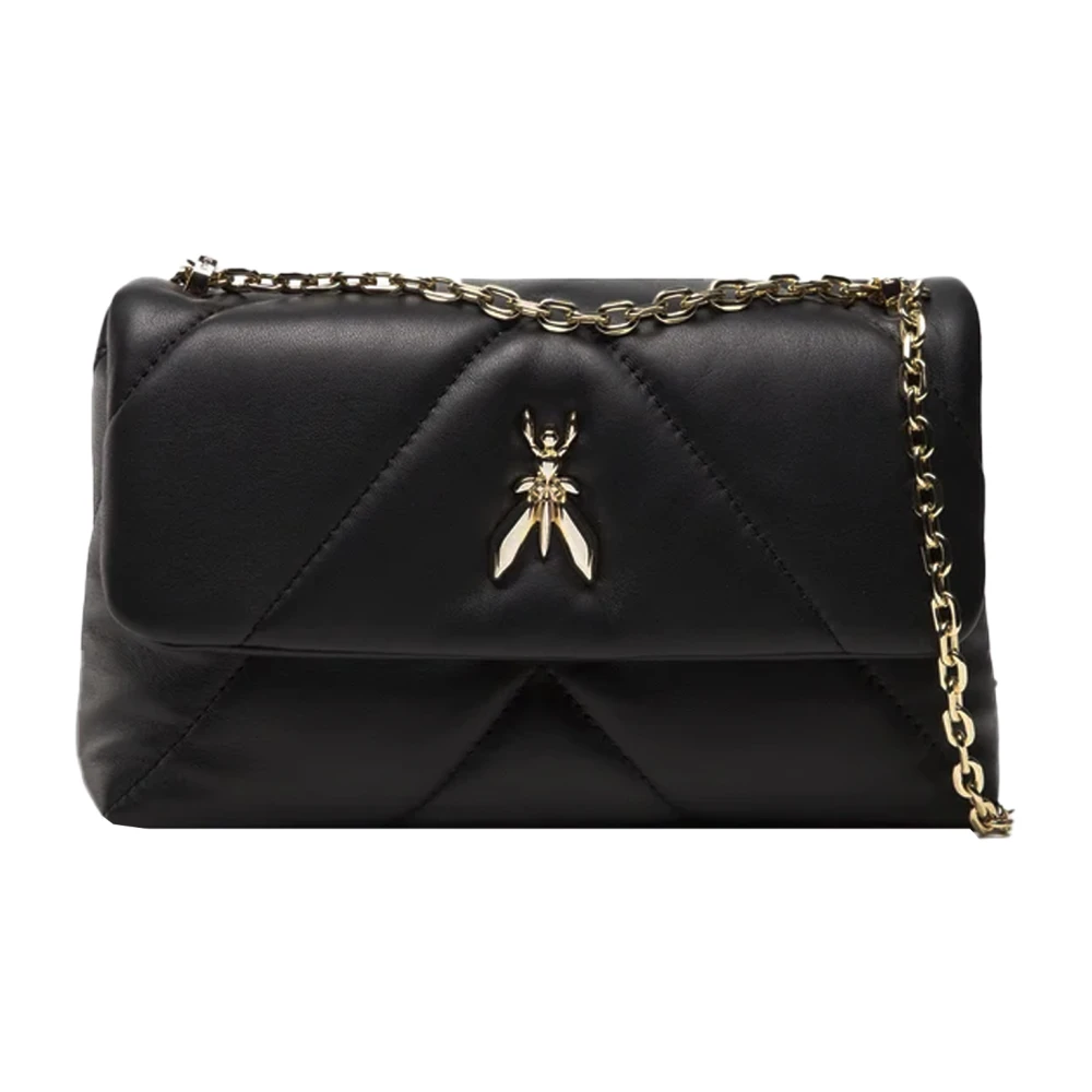 PATRIZIA PEPE Zwarte Crossbody Tas met Drukknoopsluiting Black Dames