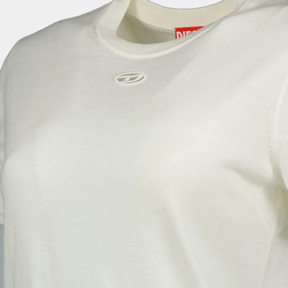 Diesel Korte Mouw A-Lijn Gebreide Top White Dames