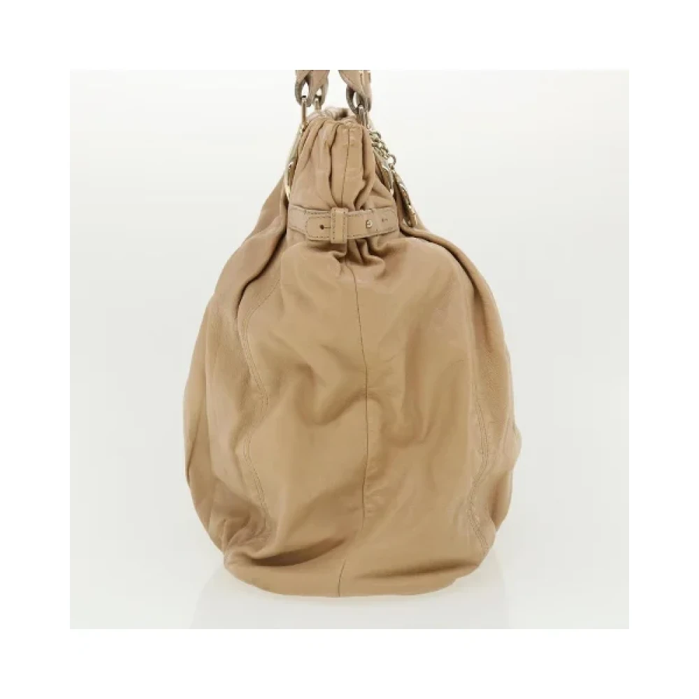 Celine Vintage Tweedehands Beige Leren Celine Schoudertas Beige Dames