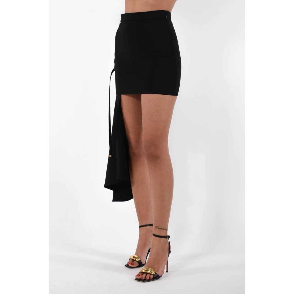 Elisabetta Franchi Asymmetrische Mini Jurk met Kruisende Veters Black Dames