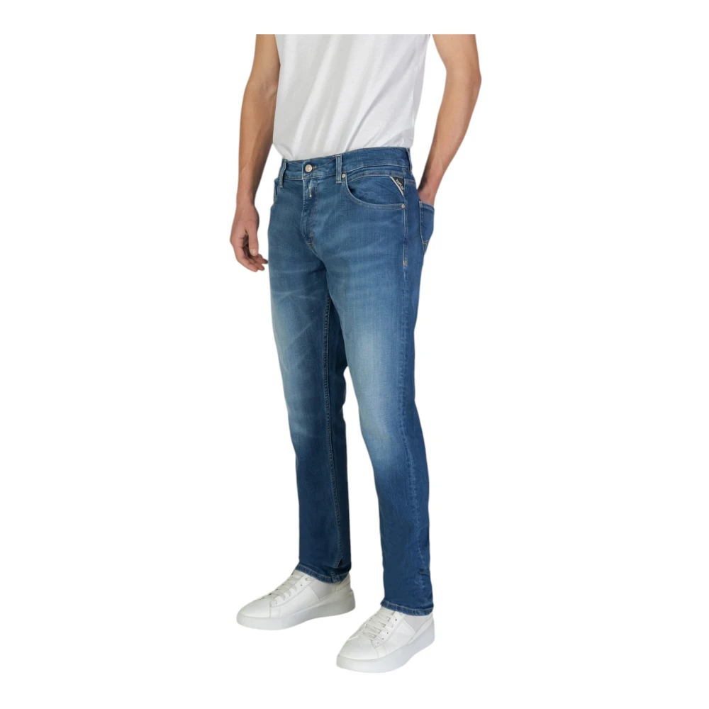 Replay Blauwe Straight-Leg Jeans met Ritssluiting Blue Heren