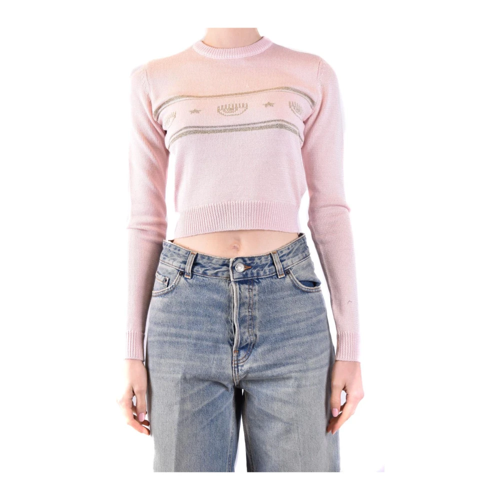 Chiara Ferragni Collection Rosa Rundhalsstickat