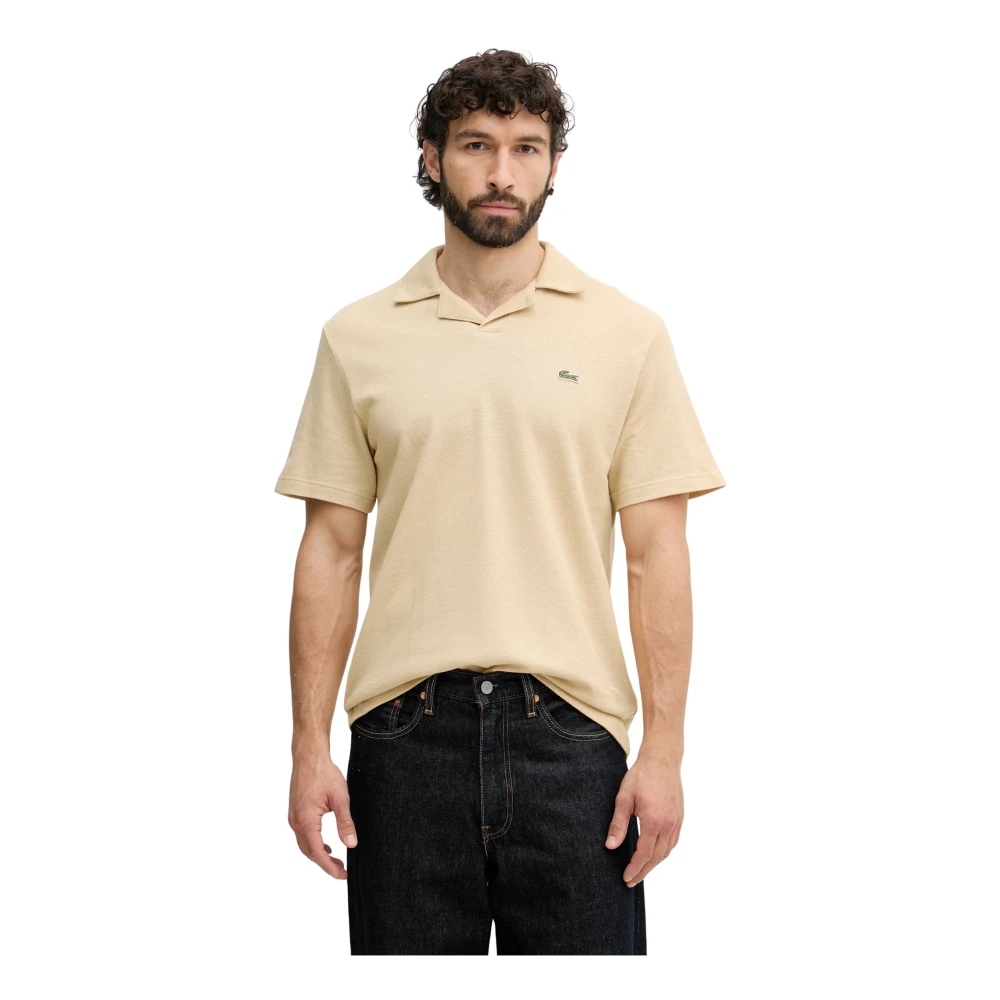 Lacoste Uomo Beige - Polo Classica In Cotone E Lino - Tops - L - Immagine 3