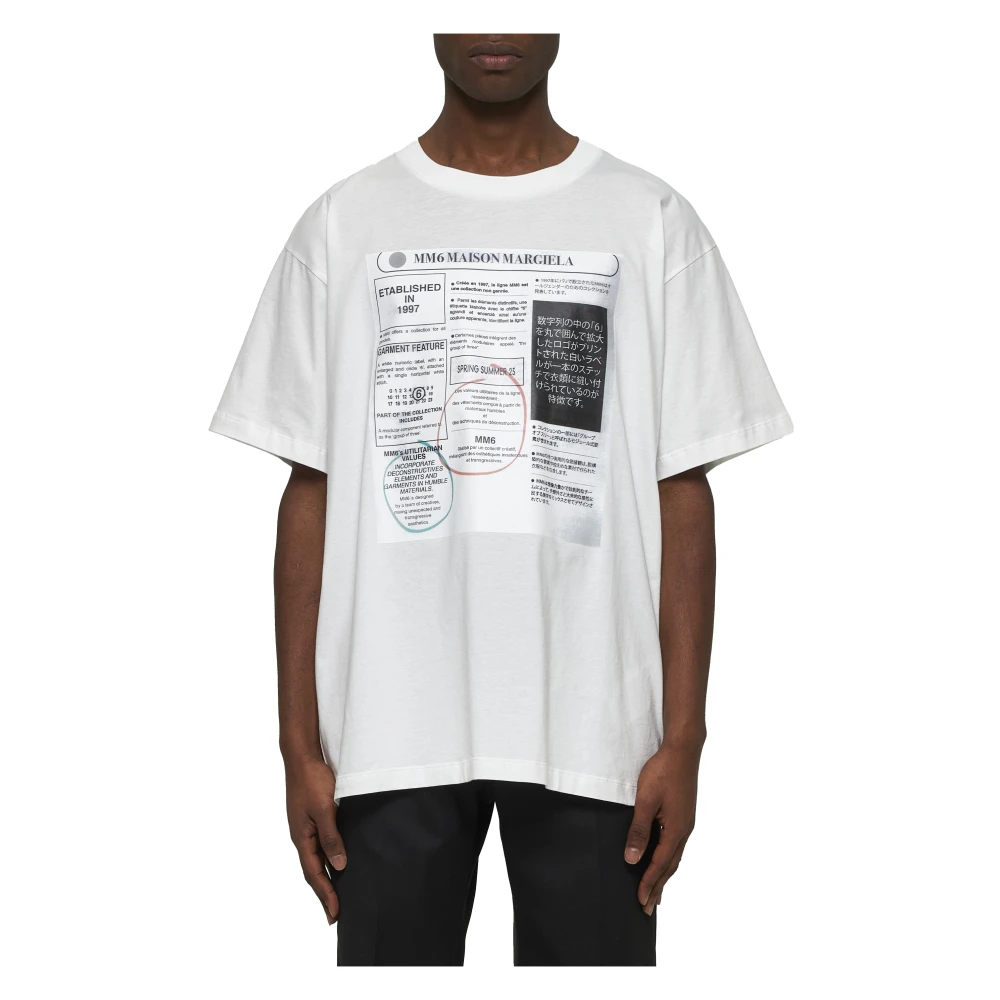 MM6 Maison Margiela Krantenprint Wit Katoenen T-shirt White Heren