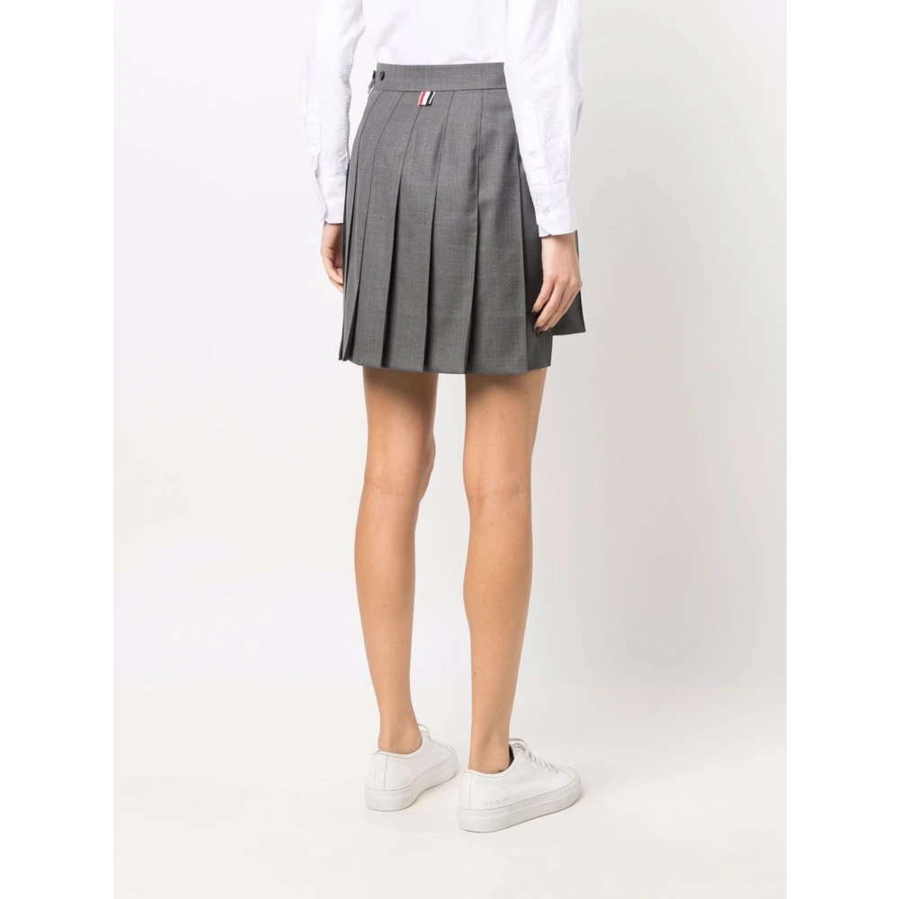 Thom Browne Geplooide hoge taille achterzoom rok Gray Dames
