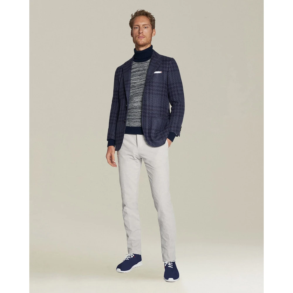 Kiton Stretch Katoen Gletsjer-Grijze Slim Fit Broek Gray Heren