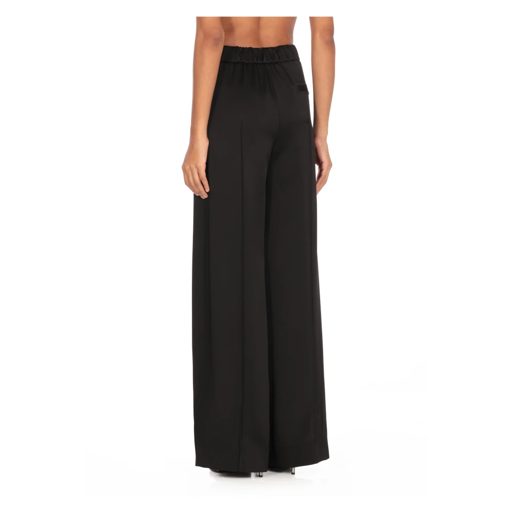 Jil Sander Zwarte Viscose Blend Elastische Taille Broek Black Dames