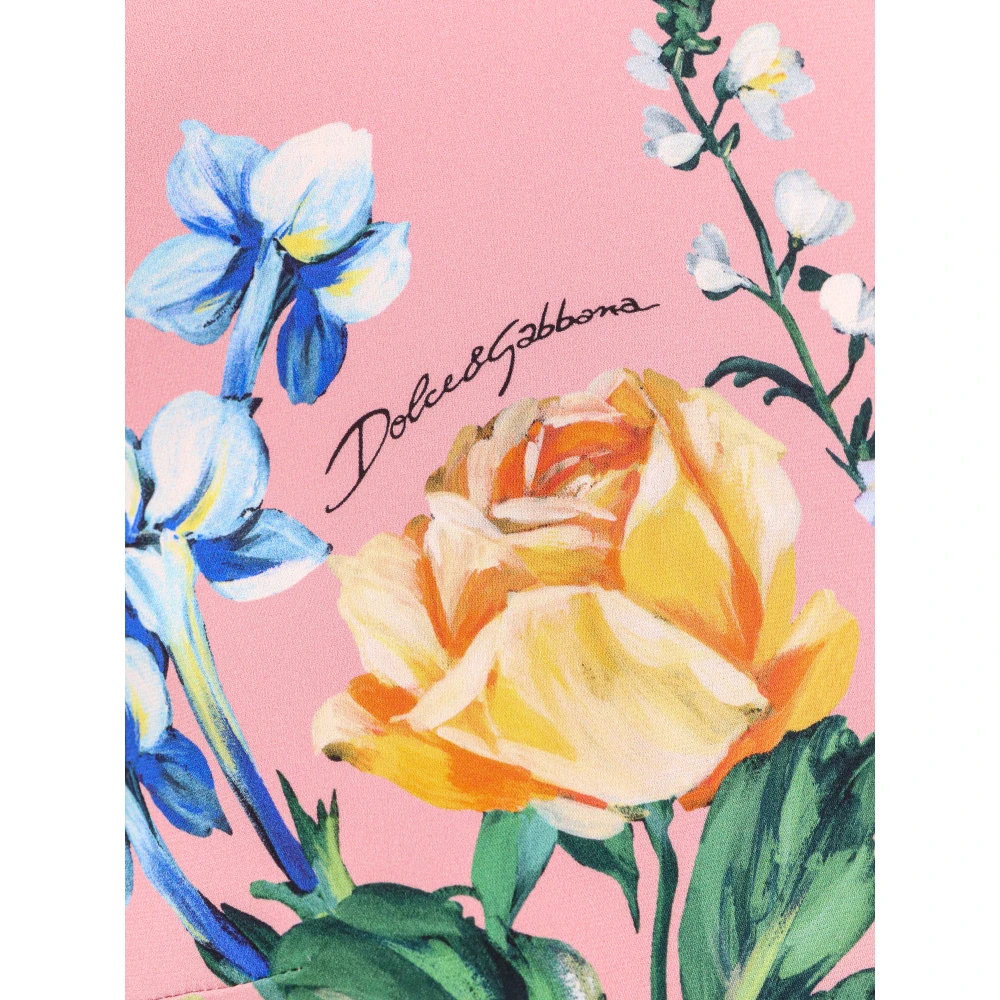 Dolce & Gabbana Bloemenprint Zijden Jurk met Lange Mouwen Multicolor Dames