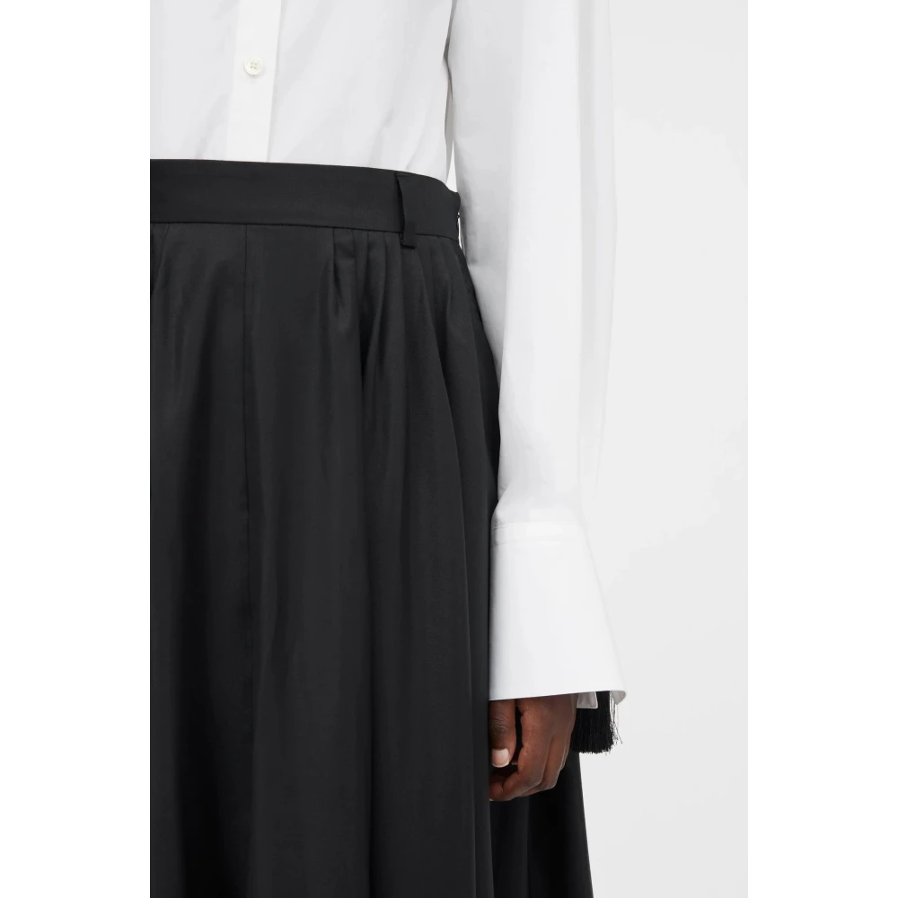 Mark Kenly Domino Tan Geplooide wollen rok in zwart Black Dames