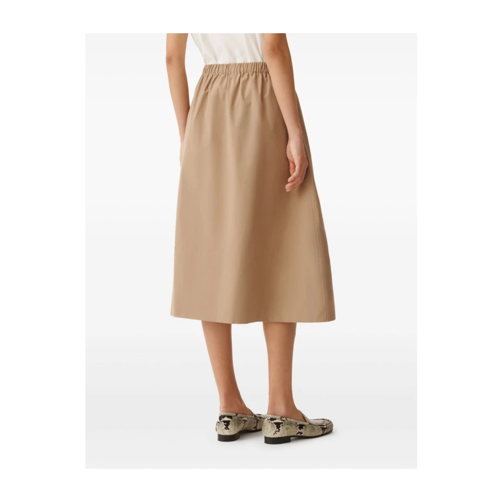 Fabiana Filippi Bruine Midi Rok met Zakken Beige Dames