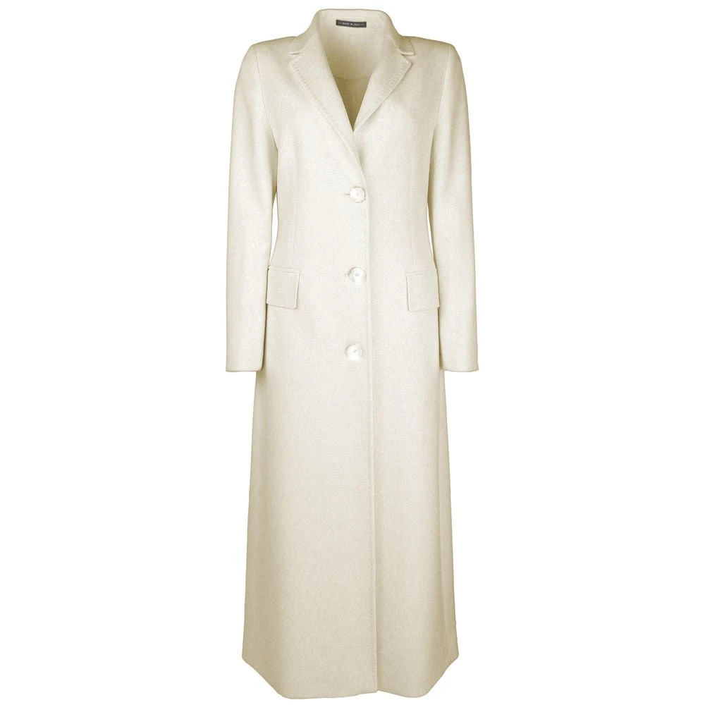 Made in Italia Grijze Melange Wollen Jas Klassieke Stijl White Dames
