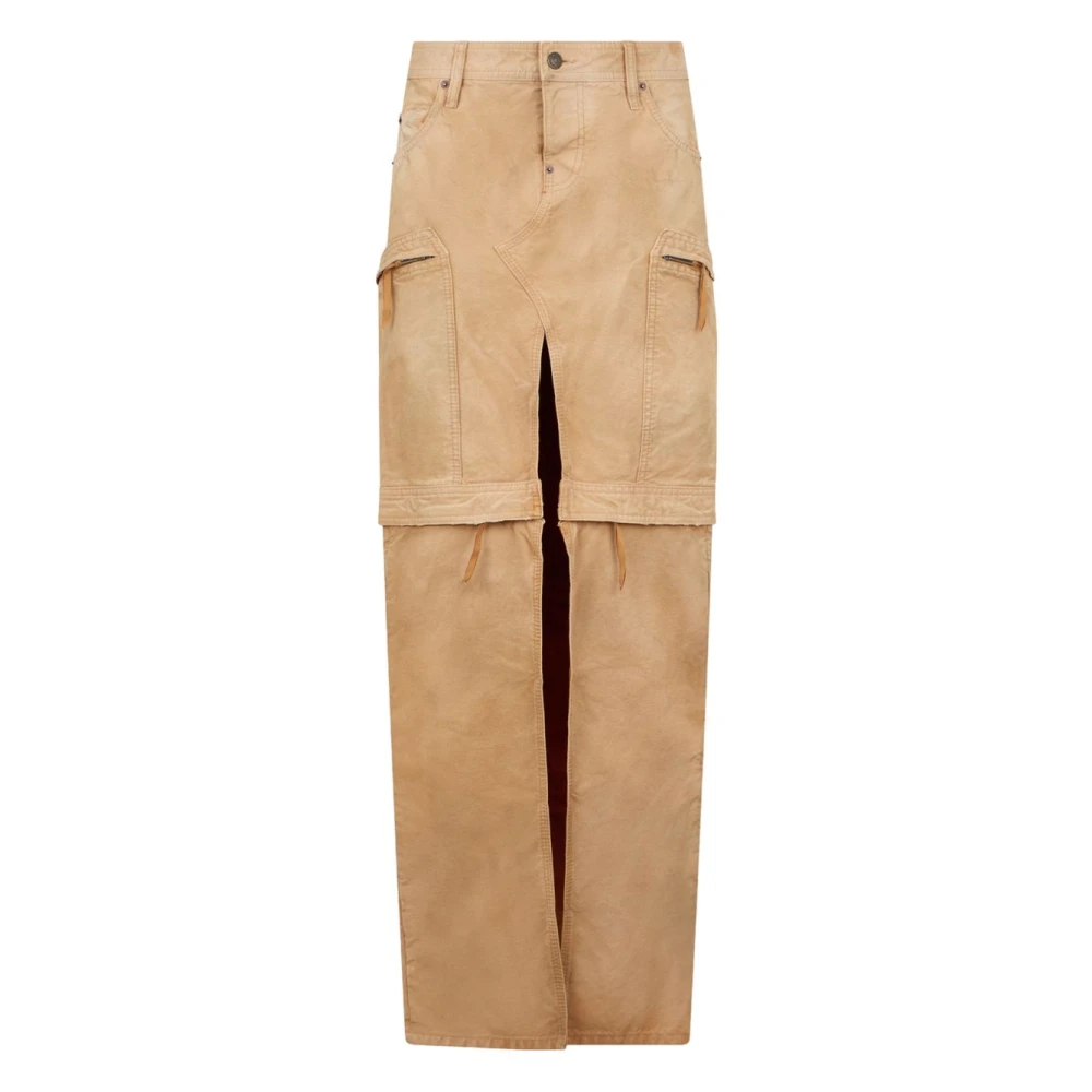 Dsquared2 Beige Maxi Skirts, Female, Xs, Utility Distressed Maxi Skirt