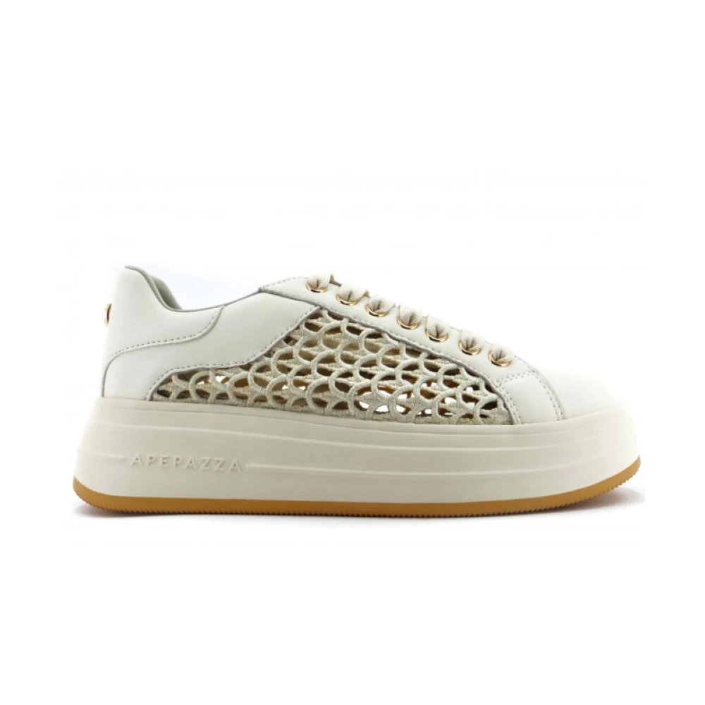 Apepazza S6Lifty27/Kni Leren en Stoffen Sneaker Dames Schoenen Beige