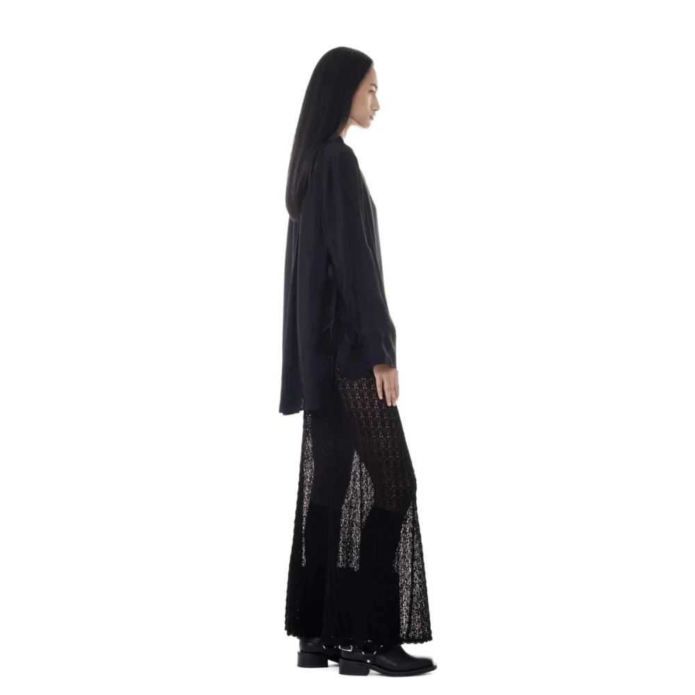 Ganni Zwarte Oversized Viscose Shirt Blouse Black Dames
