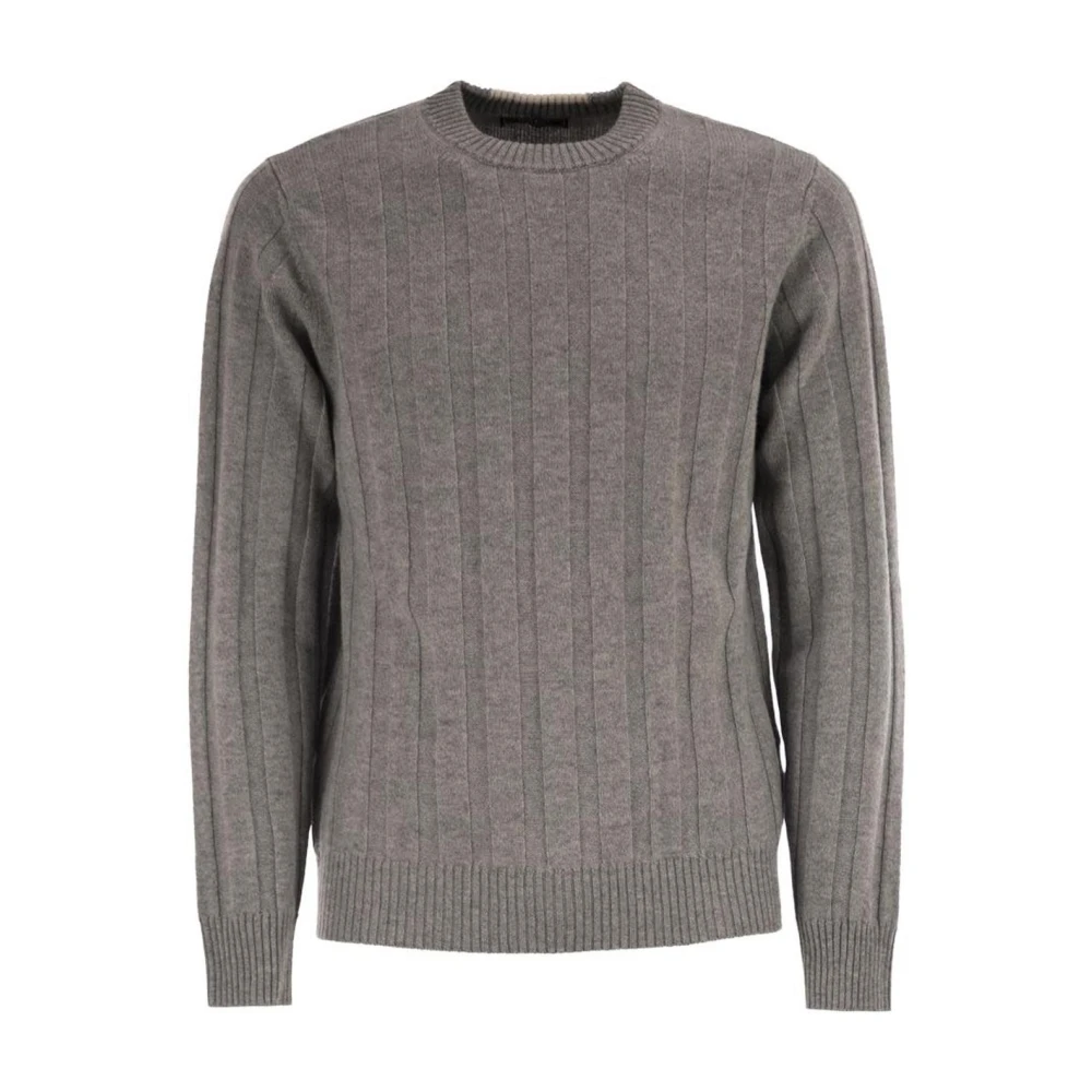 Peserico Men's Gray Ribbed Crew Neck Jumper - Round-Neck Knitwear - 2XL - Knitwear
