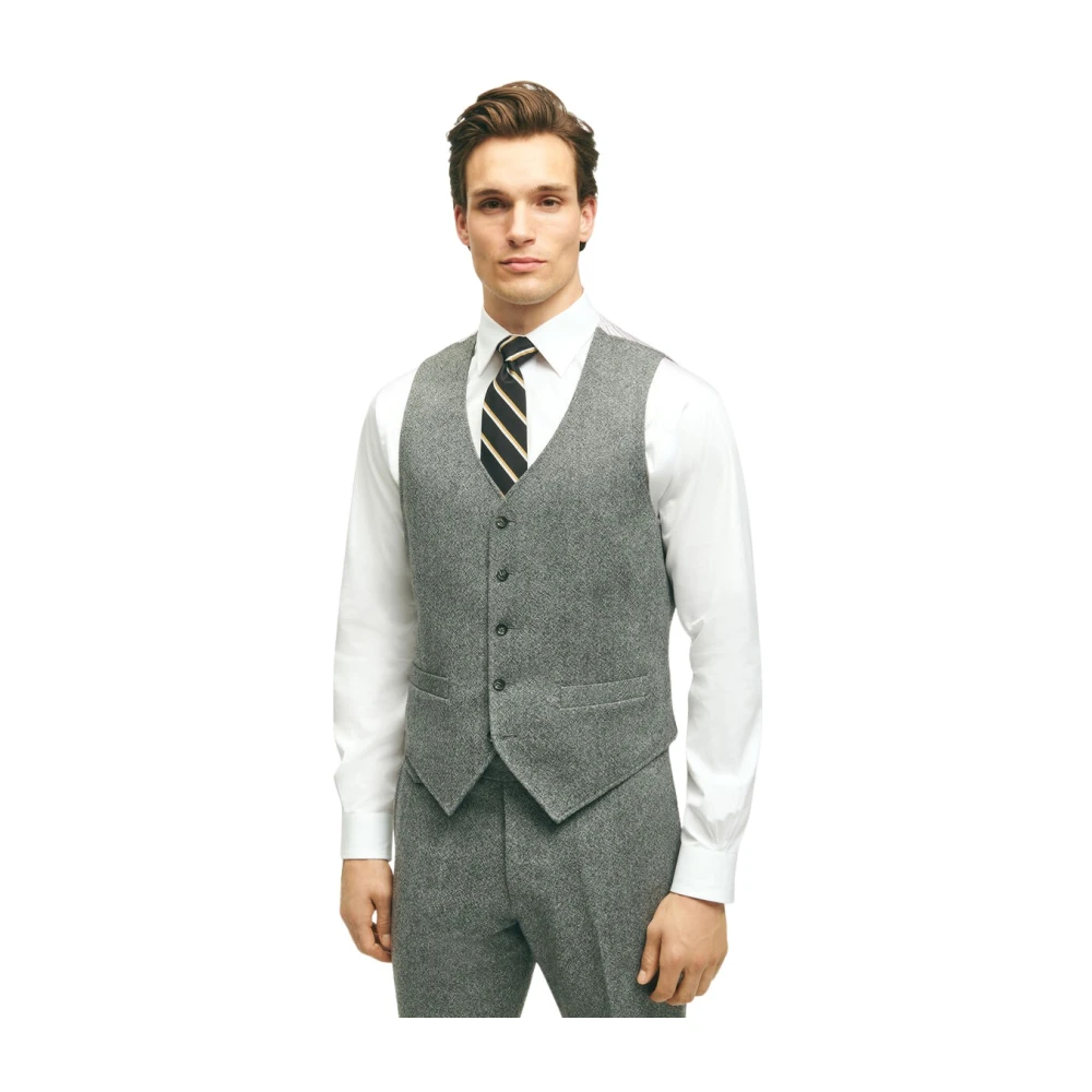 Brooks Brothers Medium Grijze wollen vest Gray Heren