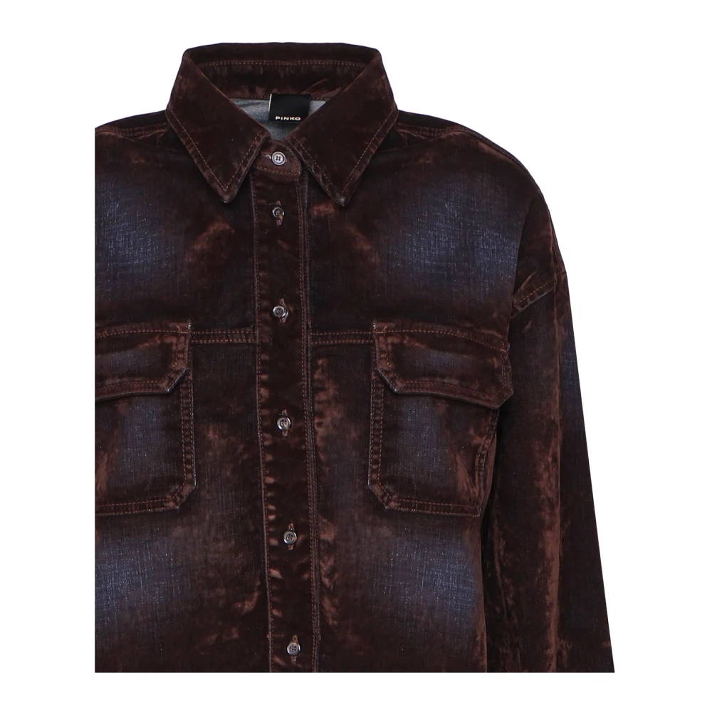 pinko Donker Denim Shirt Jas Knoopsluiting Blue Dames