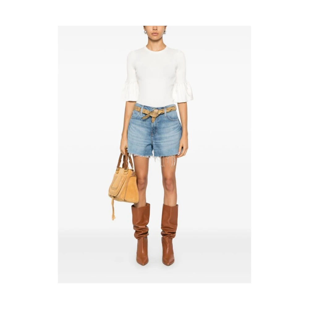 Twinset Witte Geribbelde Trui met Gerimpelde Details White Dames